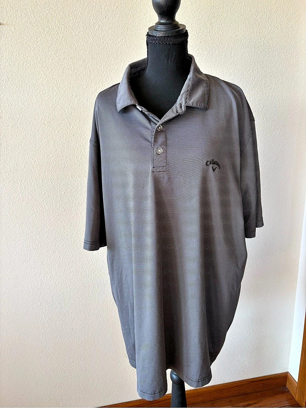 Men’s Callaway Opti-Dri Striped Polo in Gray & White XXL Like New